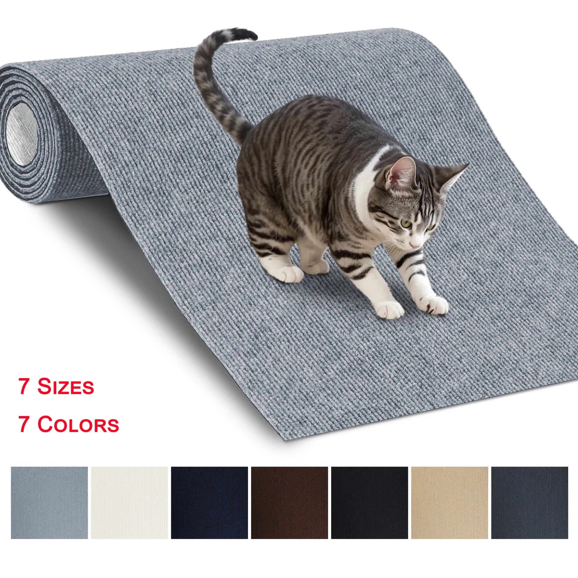 Trimmable Self-Adhesive Cat Scratcher Carpet Pad for Sofas & Walls