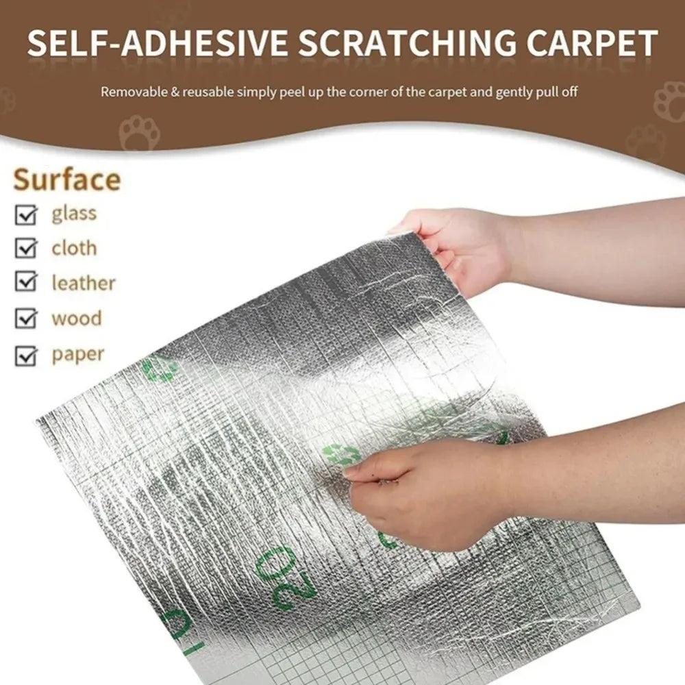 Trimmable Self-Adhesive Cat Scratcher Carpet Pad for Sofas & Walls