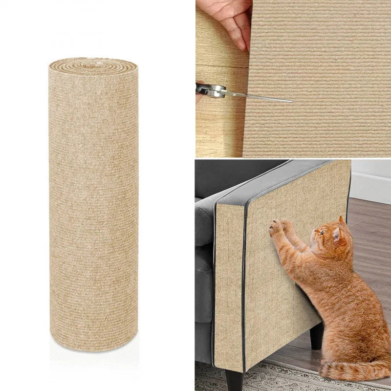 Trimmable Self-Adhesive Cat Scratcher Carpet Pad for Sofas & Walls
