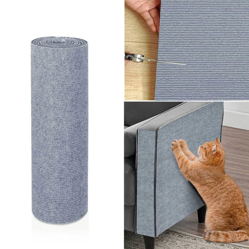 Trimmable Self-Adhesive Cat Scratcher Carpet Pad for Sofas & Walls