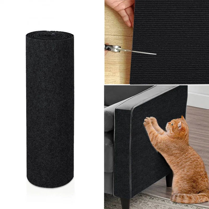 Trimmable Self-Adhesive Cat Scratcher Carpet Pad for Sofas & Walls