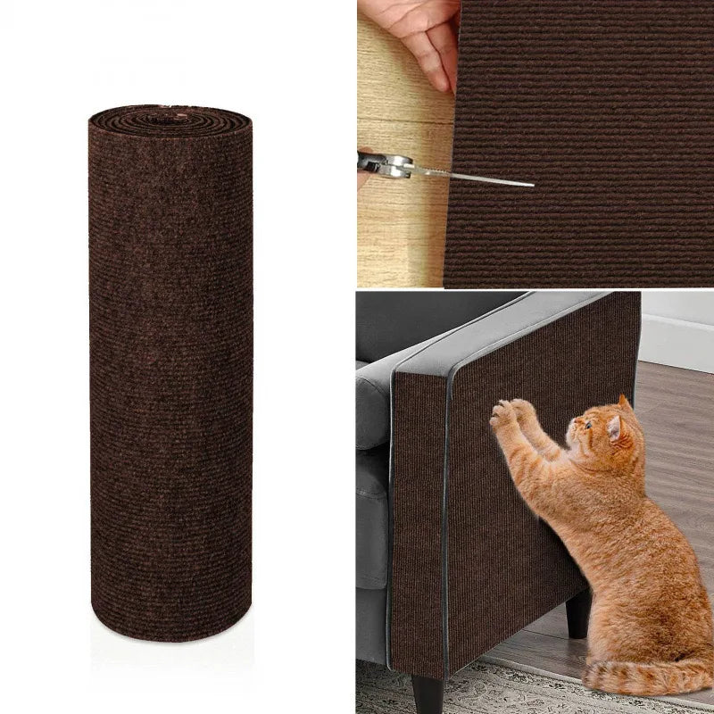 Trimmable Self-Adhesive Cat Scratcher Carpet Pad for Sofas & Walls