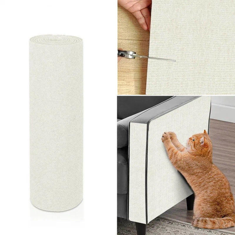 Trimmable Self-Adhesive Cat Scratcher Carpet Pad for Sofas & Walls