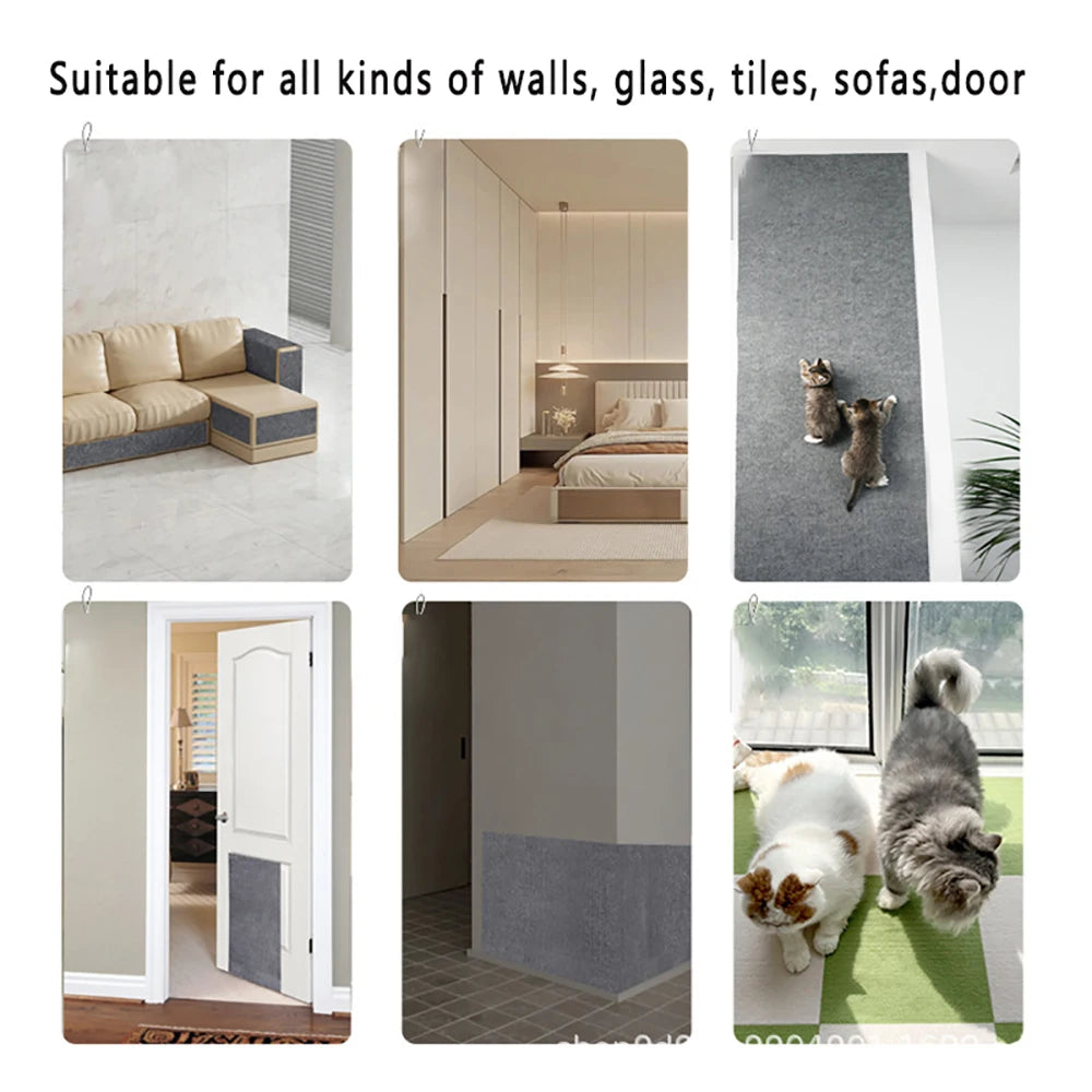 Trimmable Self-Adhesive Cat Scratcher Carpet Pad for Sofas & Walls