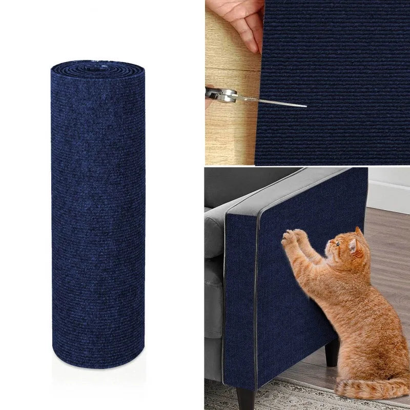 Trimmable Self-Adhesive Cat Scratcher Carpet Pad for Sofas & Walls
