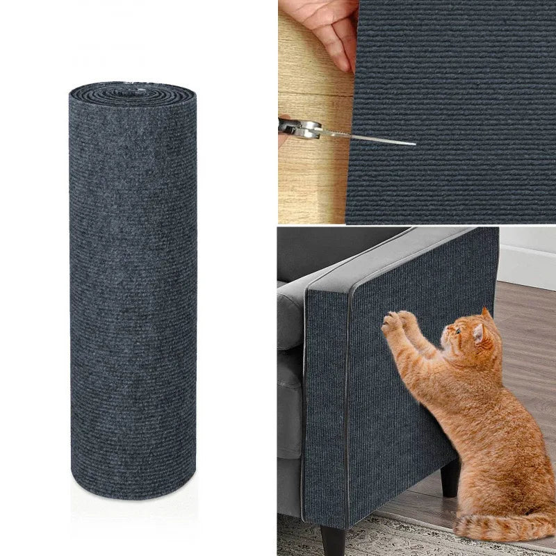 Trimmable Self-Adhesive Cat Scratcher Carpet Pad for Sofas & Walls